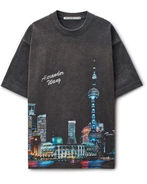 Alexander Wang Shanghai Skyline Crystal Hotfix T-Shirt - Black