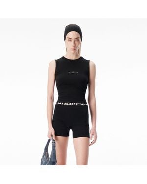 Alexander Wang Logo Print Fitted Tank - Black