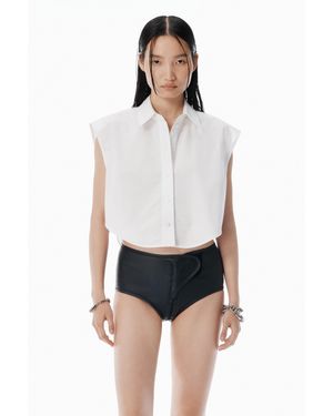Alexander Wang White Crystal Hotfix Cropped Shirt