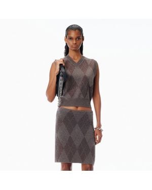 Alexander Wang Crystal Hotfix Wool-Blend Argyle Vest - Brown