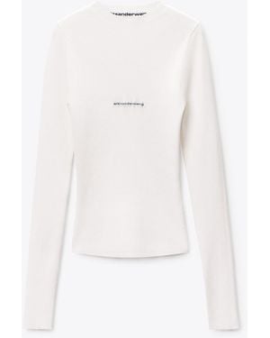 Alexander Wang Knit Logo Long Sleeve Tee - White