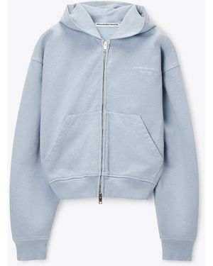 Alexander Wang Crystal Hotfix Zip-Up Hoodie - Blue