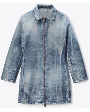 Alexander Wang Glazed Denim Long Jacket - Blue