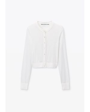 Alexander Wang Crystal Hotfix Cropped Cardigan - White