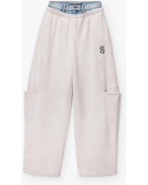 Alexander Wang Denim Waistband Slashed Sweatpantâ - White