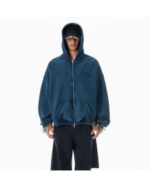 Alexander Wang Cotton Logo Zip-Up Hoodie - Blue