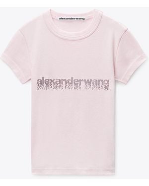 Alexander Wang Crystal Hotfix Logo Cotton Baby Tee - Pink