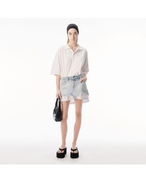 Alexander Wang Layered Polo Mini Dress With Reconstructed Denim Skirt - White
