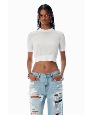 Alexander Wang Ss Tee With Clear Bead Hotfix - White