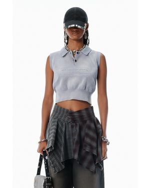 Alexander Wang Grey Cotton-blend Chenille Logo Polo