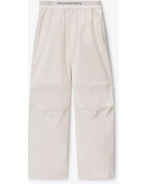 Alexander Wang Mid-Rise Pleated Wide-Leg Pant With Logo Elastic Waist - White