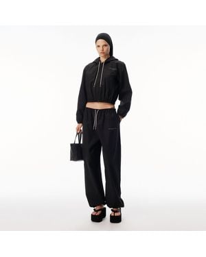 Alexander Wang Mid-Rise Track Pant With Crystal Drawcord - Black