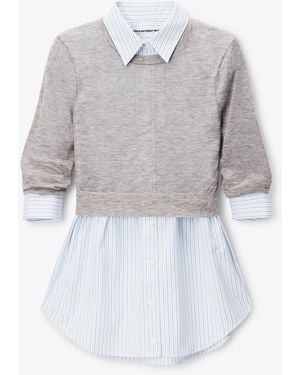 Alexander Wang Sheer Crewneck Sweater Button Up - White