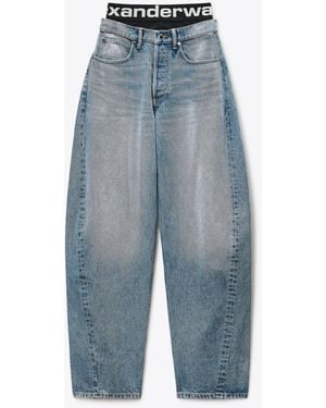 Alexander Wang Pre-Styled Blow Up Jean With Logo Bike Short - Blue