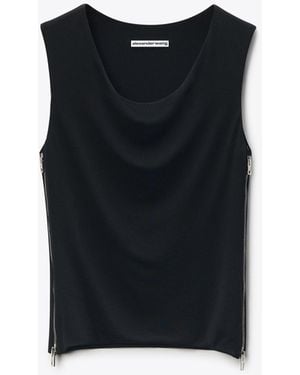 Alexander Wang Zipper Detail Cowl Neck Tank - Black