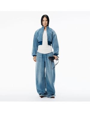 Alexander Wang Light Brushed Denim Funnel Neck Jacket - Blue