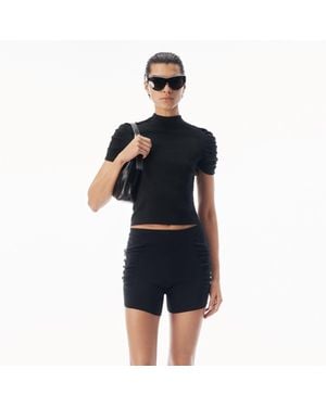 Alexander Wang Ruched Sleeve Short Sleeve Crewneck - Blue