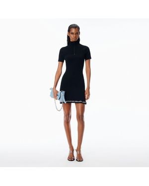 Alexander Wang Ribbed Short-Sleeve Dress - Blue
