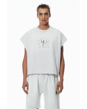 Alexander Wang Unisex Distressed Logo Oversized Cotton Muscle Tee - White