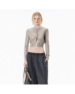 Alexander Wang Crystal Hotfix Sheer Cardigan - Blue