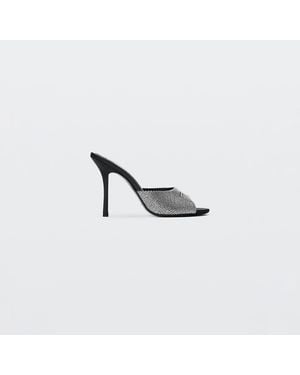 Alexander Wang Cher Crystal Hotfix 105Mm Mule - Metallic