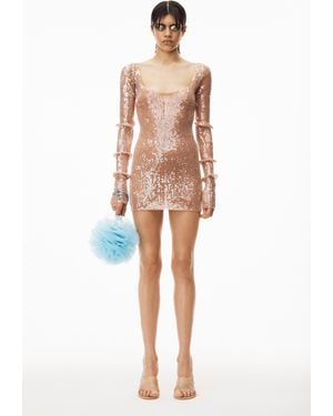 Alexander Wang Scoop Neck Mini Dress In Sequin Nylon - Multicolour