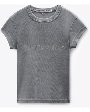 Alexander Wang Crystal Hotfix Logo Cotton Baby Tee - Grey