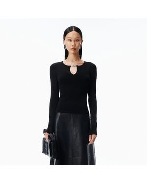 Alexander Wang V-Neck Metal Logo - Black