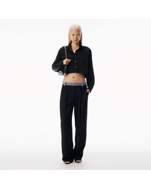 Alexander Wang Denim Waistband Mid-Rise Pant - Black