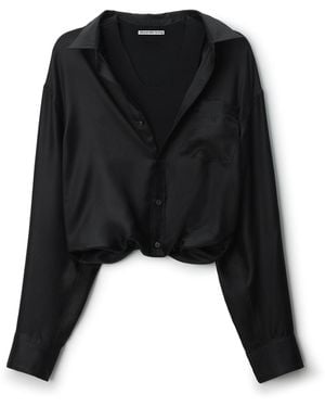 Alexander Wang Silk Layered Cami Shirt Top - Black