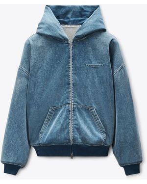 Alexander Wang Brushed Denim Oversized Hoodie - Blue