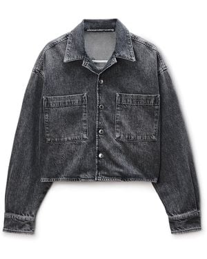 Alexander Wang Cropped Long Sleeve Shirt - Black