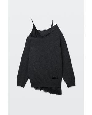 Alexander Wang Off-The-Shoulder Layered Sweater Dress - Black