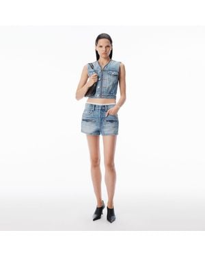 Alexander Wang Silk Zip Mid-Rise Short - Blue