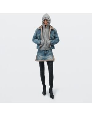 Alexander Wang Faux Fur Trim Denim Skirt - Blue