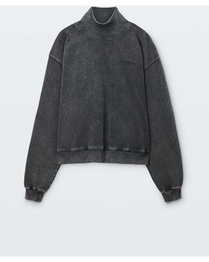 Alexander Wang Crystal Hotfix Oversized Turtleneck - Black
