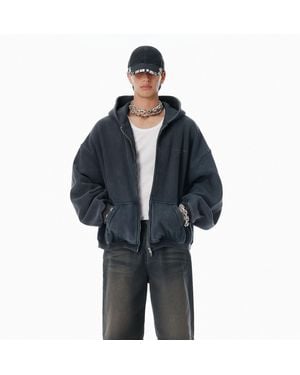 Alexander Wang Cotton Logo Zip-Up Hoodie - Blue