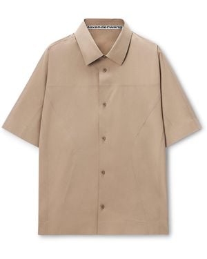Alexander Wang Perforated Logo Short Sleeve Shirt - Natural