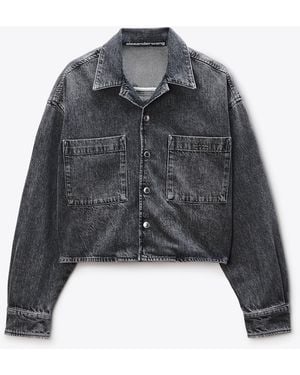 Alexander Wang Cropped Long Sleeve Shirt - Black