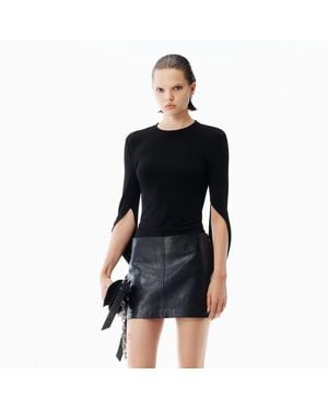 Alexander Wang Drape Back Long Sleeve Top - Black