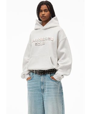 Alexander Wang Mahjong Hoodie In Condensed Fleece - White