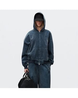 Alexander Wang Brushed Denim Oversized Hoodie - Blue