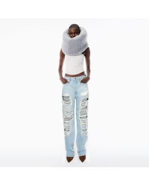 Alexander Wang Distressed Jean With Knit Detail - Blue
