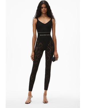 Alexander Wang Logo Elastic Jumpsuit In Lace - Black