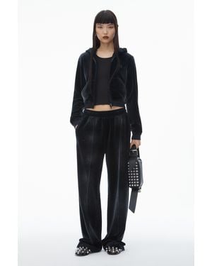 Alexander Wang Sweatpant With Clear Bead Hotfix In Crushed Velour - Black