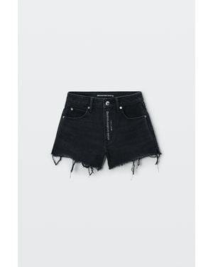 Alexander Wang Crystal Hotfix Logo Fly Relaxed Short - Black