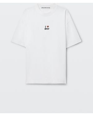 Alexander Wang Crystal Hotfix I Heart Aw Oversized Tee - White