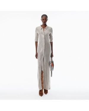 Alexander Wang Crystal Hotfix Long-Sleeve Polo Dress - Multicolour