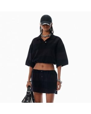 Alexander Wang Striped Pique Polo - Black