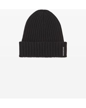 Alexander Wang Ribbed Beanie With Logo Flag Tag - Black